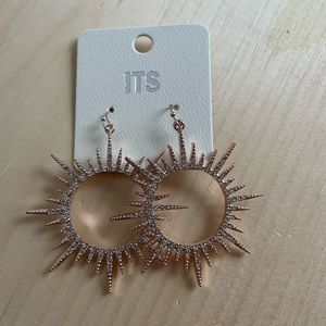 Rhinestone sunburst earrings silver rose gold NWT